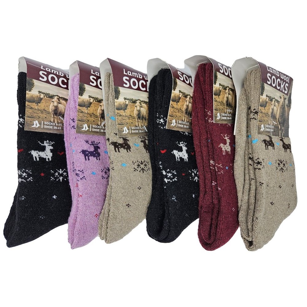 Womens Lamb Wool Socks, Winter Warm Boot Crew Thermal Holiday Sock, 6 Pairs, NEW - Picture 1 of 3